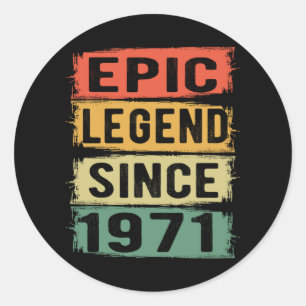 54 Years Old Bday 1971 Epic Legend 54th Birthday Classic Round Sticker