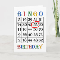 54th Birthday Bingo card