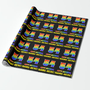 54th Birthday: Bold, Fun, Simple, Rainbow 54 Wrapping Paper