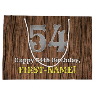 54th Birthday: Country Western Inspired Look, Name Large Gift Bag