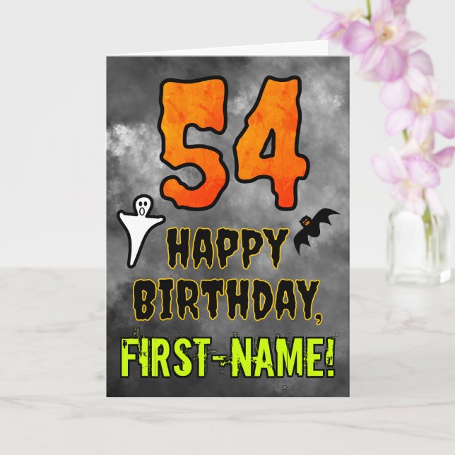 54th Birthday: Eerie Halloween Theme + Custom Name Card (Orchid)