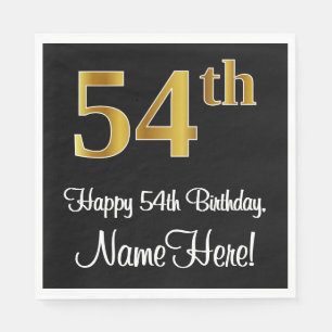 54th Birthday ~ Elegant Luxurious Faux Gold Look # Napkin
