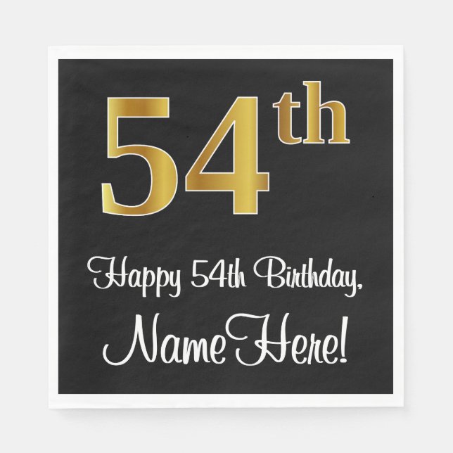 54th Birthday ~ Elegant Luxurious Faux Gold Look # Napkin (Front)