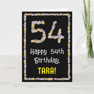 54th Birthday: Floral Flowers Number, Custom Name Card