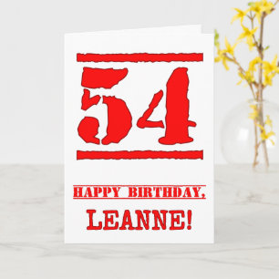 54th Birthday: Fun, Red Rubber Stamp Inspired Look Card