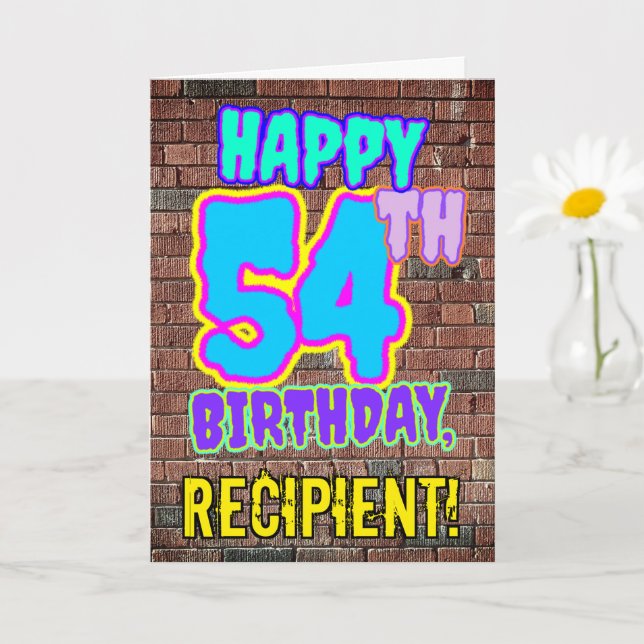 54th Birthday - Fun, Urban Graffiti Inspired Look Card (Small Plant)