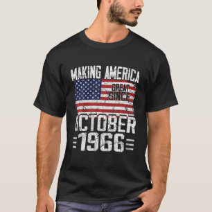 54th Birthday Gift October 1966 American Flag 54 Y T-Shirt