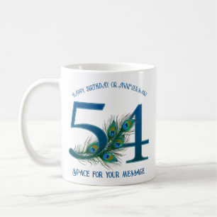 54th Birthday Or Anniversary Peacock Feather Coffee Mug