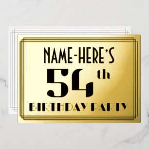 54th Birthday Party: Art Deco Look “54” and Name