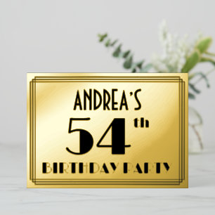 54th Birthday Party — Art Deco Look “54” + Name