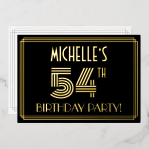 54th Birthday Party — Art Deco Style “54” + Name