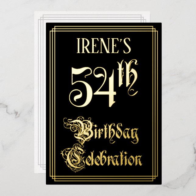 54th Birthday Party — Fancy Script & Custom Name (Front/Back)