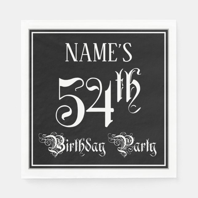 54th Birthday Party — Fancy Script + Custom Name Napkin (Front)