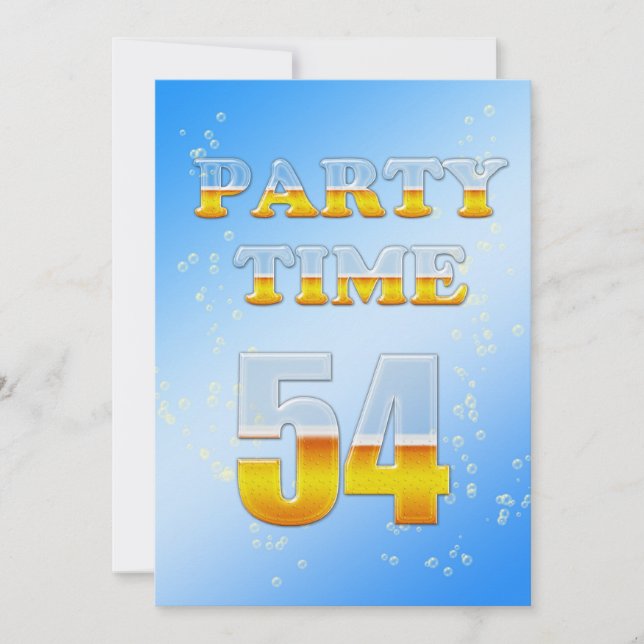 54th birthday party invitation with beer (Front)