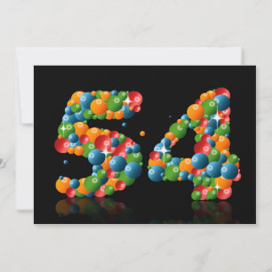 54th Birthday party, with bubbles and balls Invitation
