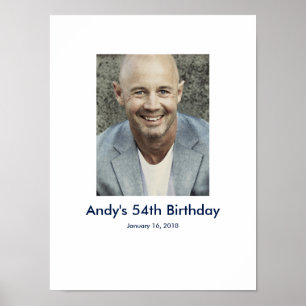 54th Birthday photo custom Sign In Party Board 54