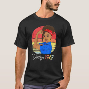 54th Birthday Woman Black Girl Retro Sunset T-Shirt