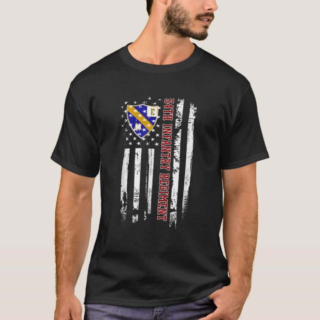 54th Infantry Regiment Veteran USA Flag Veterans D T-Shirt (Front)