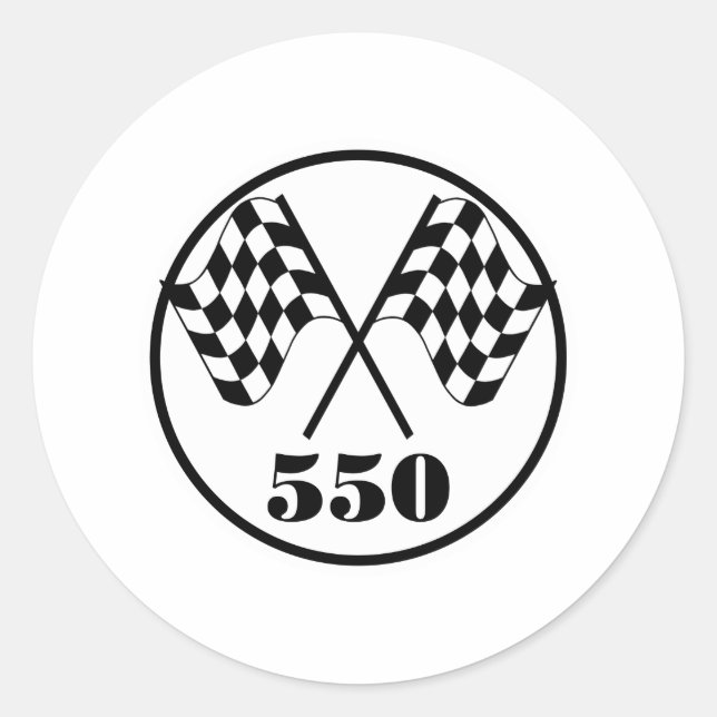 550 Chequered Flags Classic Round Sticker (Front)