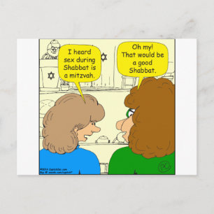 553 a good shabbat cartoon postcard