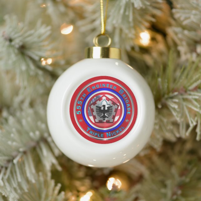 555TH ENGINEER BRIGADE  CERAMIC BALL CHRISTMAS ORNAMENT (Tree)