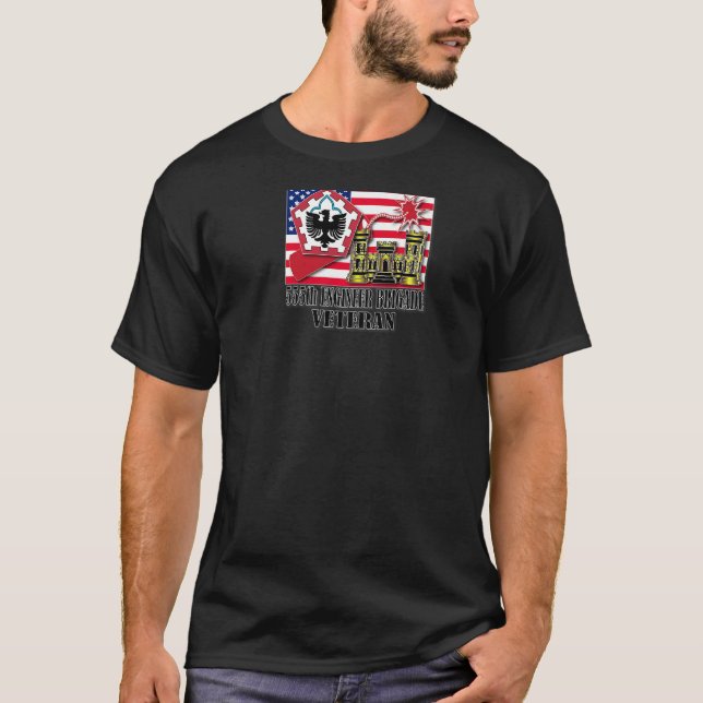 555th Engineer Brigade Veteran Back Design T-Shirt (Front)