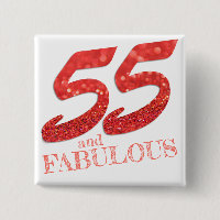 55 and Fabulous Birthday Living Coral Glitter