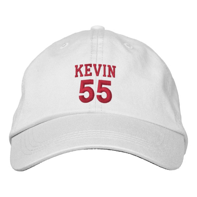 55 Birthday Custom Name Red Embroidery V12 Embroidered Hat (Front)