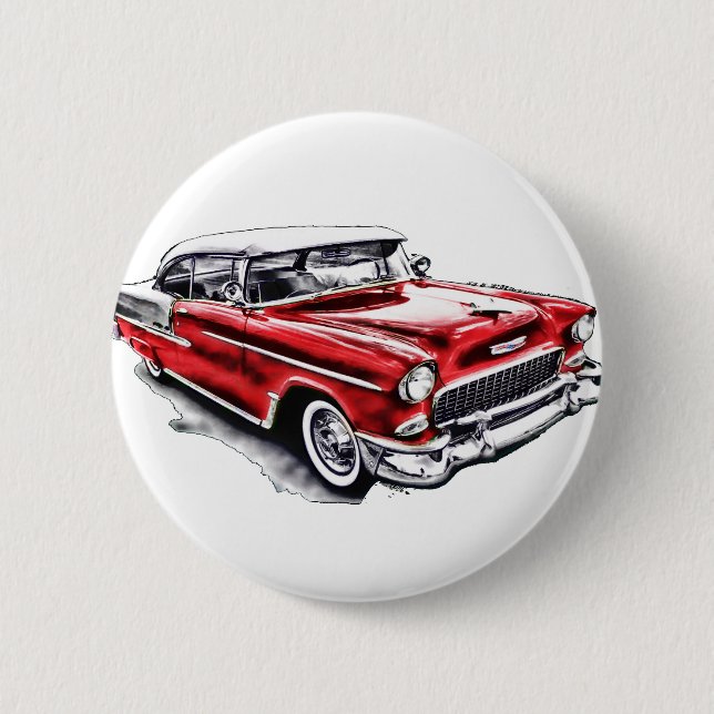 55 Chevy 6 Cm Round Badge (Front)