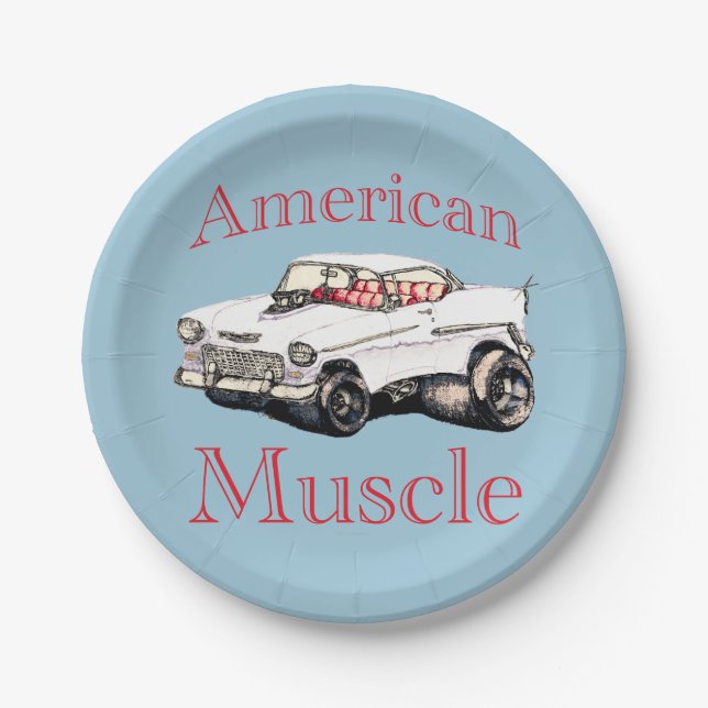 55 chevy American Muscle Paper Plate (Front)