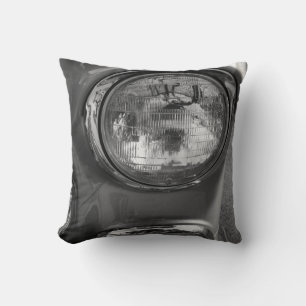 55 Chevy Headlight Grayscale Cushion