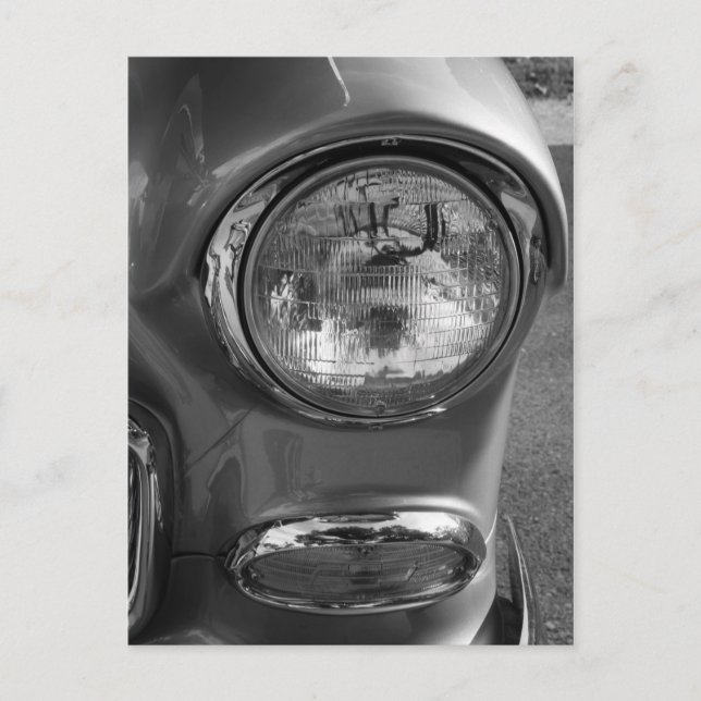 55 Chevy Headlight Grayscale Postcard (Front)