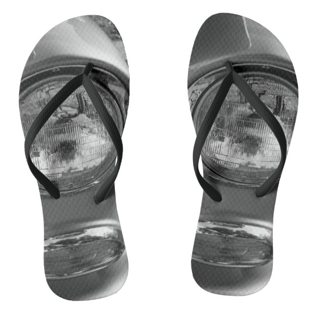 55 Chevy Headlight Grayscale Thongs (Footbed)
