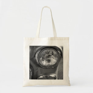 55 Chevy Headlight Grayscale Tote Bag
