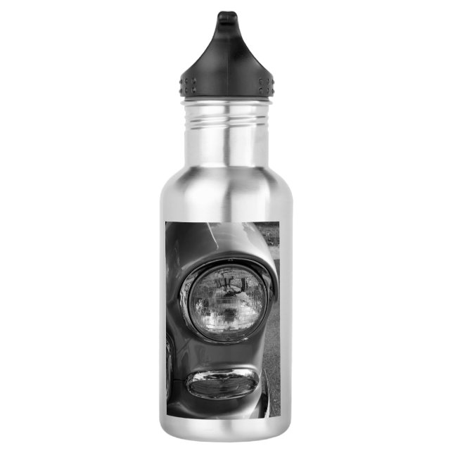 55 Chevy Headlight Grayscale Water Bottle (Right)