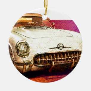 55 Corvette painting Ceramic Ornament