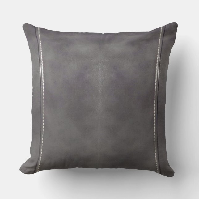 55, Faux Gray Brown Leather Look Cushion (Front)