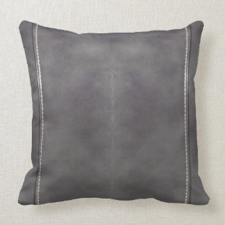 55, Faux Gray Brown Leather Look Cushion