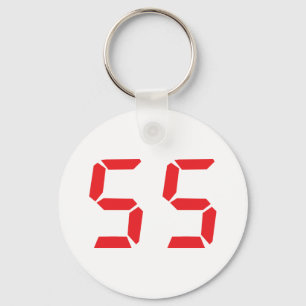 55 fifty-fife red alarm clock digital number key ring
