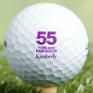 55 FORE-ever Fabulous 55th Birthday Purple Flowers Golf Balls