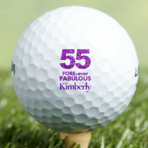 55 FORE-ever Fabulous 55th Birthday Purple Flowers Golf Balls