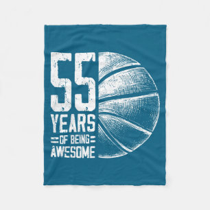 55 Old Basketball Basketball Years 55th Player Fun Fleece Blanket
