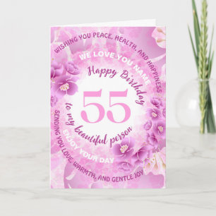 55 Pink Cherry Blossom Floral Milestone Birthday Card