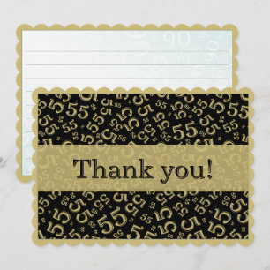 55 "Thank you!" Black/Gold Number Pattern Thank You Card