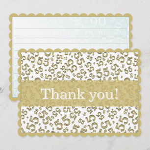 55 "Thank you!" Gold/White Number Pattern Thank You Card