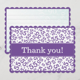 55 "Thank you!" Purple/White Number Pattern Thank You Card