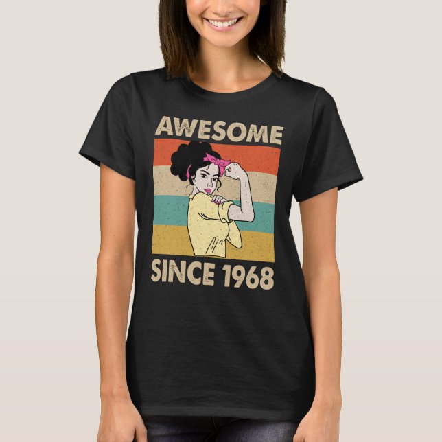 55 Year Old Awesome Since 1968 55th Birthday T-Shirt (Front)
