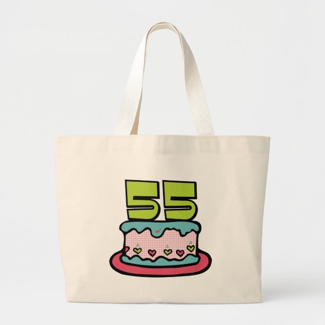 55 Year Old Birthday Cake Large Tote Bag (Front)