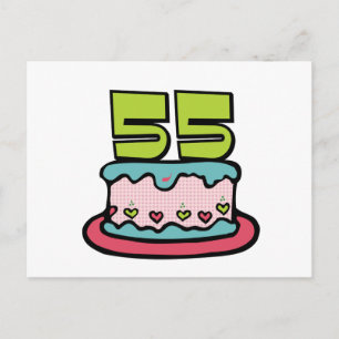 55 Year Old Birthday Cake Postcard