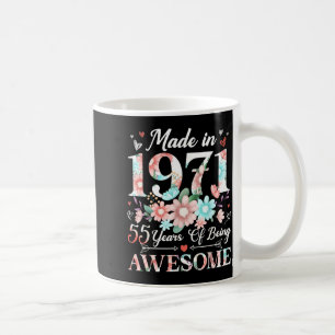 55 year old made in 1971 floral 55th birthday wome coffee mug